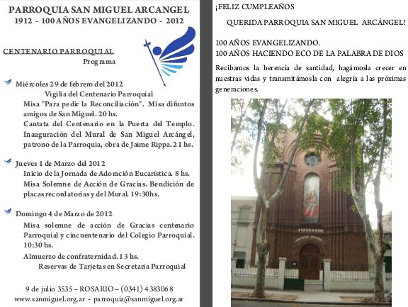 Programa del Centenario Parroquial