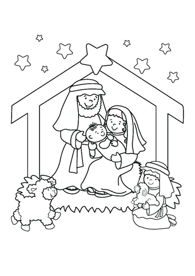 Pesebre para colorear (archivo JPG)