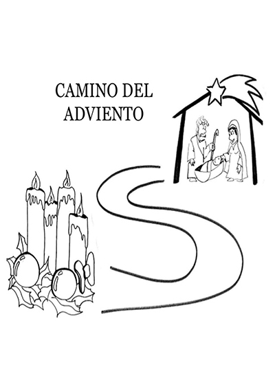 Camino del adviento para colorear (archivo JPG)