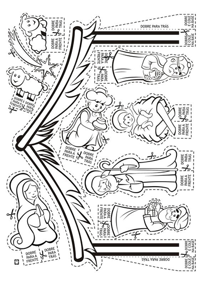 Pesebre para colorear y armar (archivo JPG)